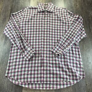Peter Millar Shirt Mens X-Large Pink Plaid‎ Cotton Long Sleeve Button Up Casual